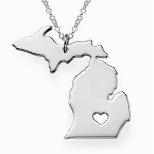 I❤️ Michigan Stainless Steel Necklace in Silver